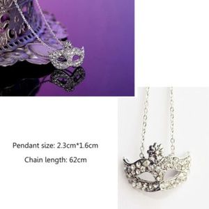 Silver masquerade bohemian mask necklace